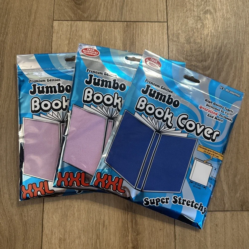 Jumbo Book‎ Cover XXL Fits Books up to 10 X 15 inch Lot of 3 Super Stretchy
